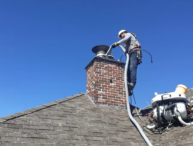 Dedicated Palm Bay Chimney Sweep team member cleaning a chimney in Palm Bay, FL