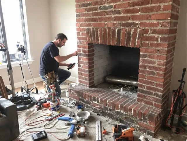Palm Bay Chimney Sweep specialist finalizing chimney liner service in Palm Bay, FL