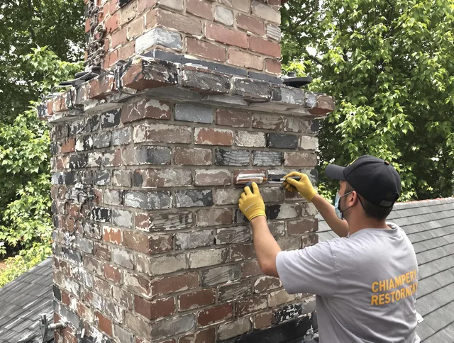 In-progress chimney restoration by Palm Bay Chimney Sweep in Palm Bay, FL