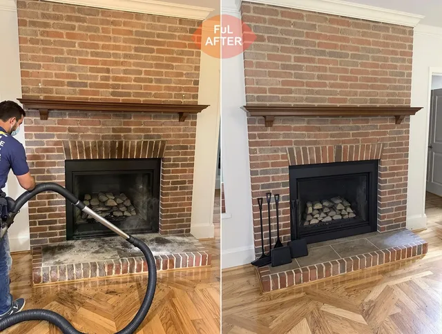 Palm Bay Chimney Sweep carefully sanitizing a fireplace in Palm Bay, FL